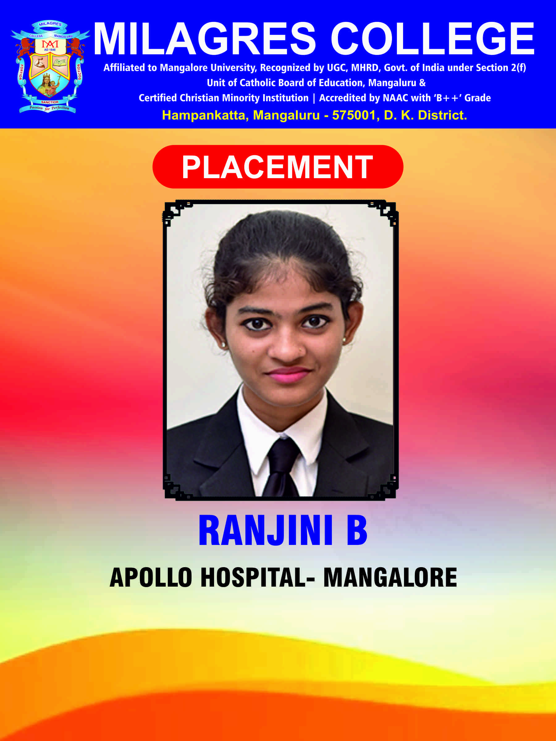 Successfully placed student